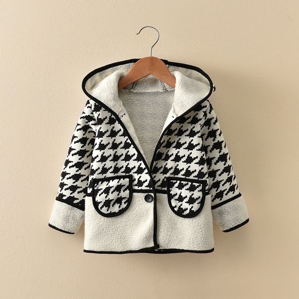 

new plaid jackets baby girl coat child cotton winter trench casual hooded jacket girls keeping warm outerwear grid blazer coats 201106, Blue;gray