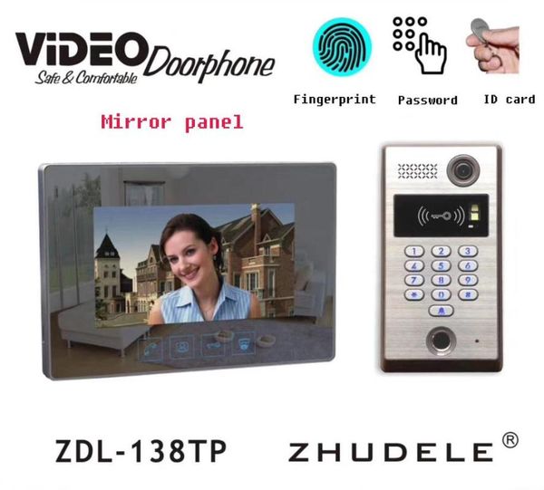 

video door phones zhudele 7 inch wired fingerprint&password&id card phone doorbell intercom system with access control