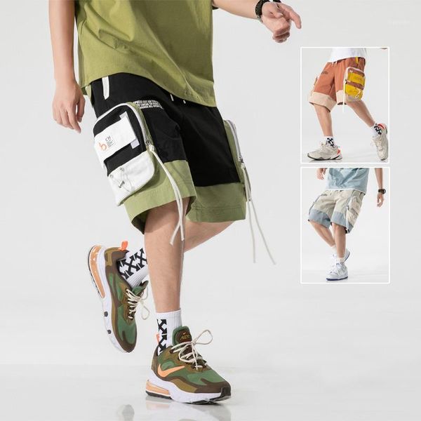 

3xl men summer new hip hop streetwear casual classic pockets cargo shorts men fashion rib harajuku loose fit shorts pants1, White;black