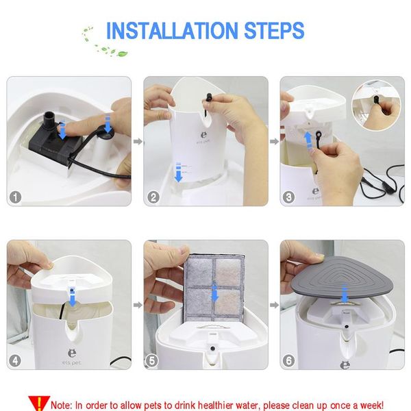 

1.8l cat water fountain quiet matic pet water dispenser for cats dogs birds electric drinking bowl activated carbo jllxgu