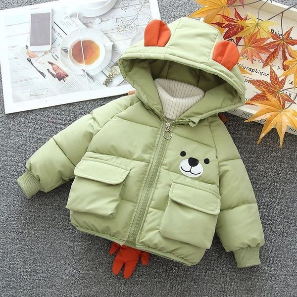 

boys and girls down parkas cartoon thick velvet outerwear for baby 0-5 years old children cute winter warm coat hooded clothes lj201203, Blue;gray
