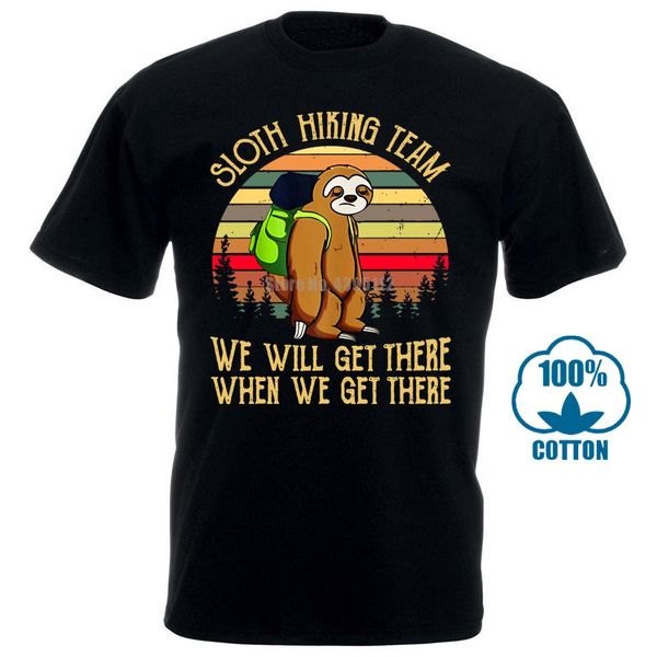 

sloth hiking team we will get there vintage men t shirt black cotton s 3xl sport hooded sweatshirt hoodie