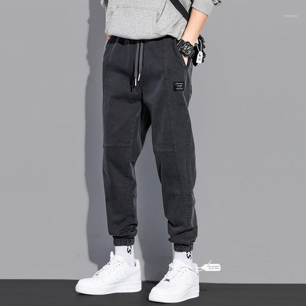 

newly designer fashion men jeans loose fit casual cargo pants hombre streetwear vintage hip hop joggers trousers1, Blue