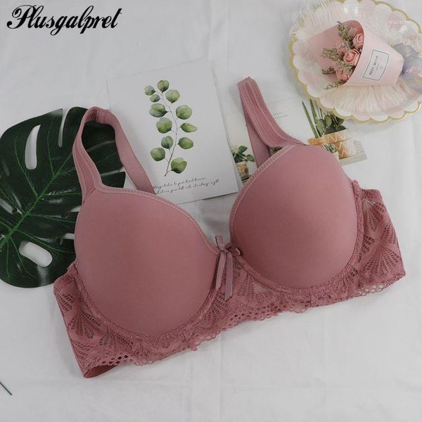 

plusgalpret smooth bras for women brassiere underwire bralette thin underwear plus size c d dd e mold cup female bras1, Red;black