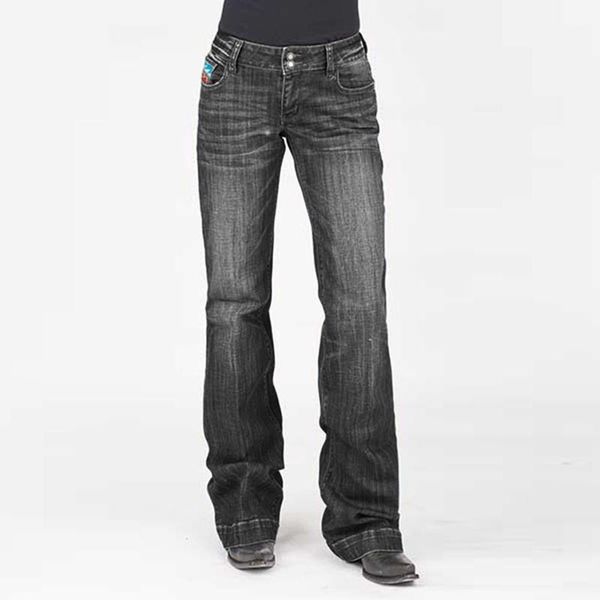 

women's jeans trend 2021 jeans, pattern printing, washed pocket trousers, zipper straight-leg trousers#g30, Blue