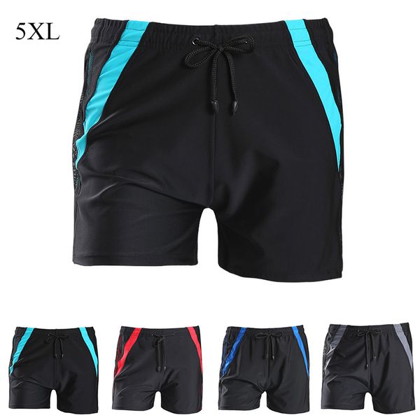 

discount 5xl big size men swimsuit fashion swimming trunks shorts wear bathing suit boy swimwear swim briefs mens boxer style ten, Black