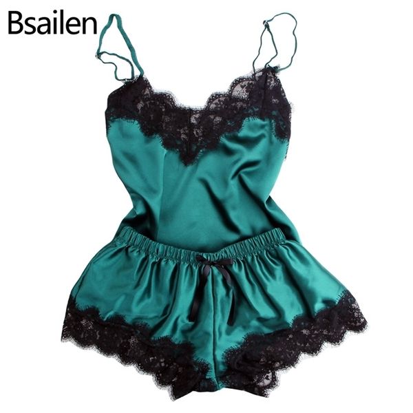 

women's pajamas lace and shorts pajama sets summer pyjama satin pajamas home suit female pajama sleepwear for women y200708, Black;red