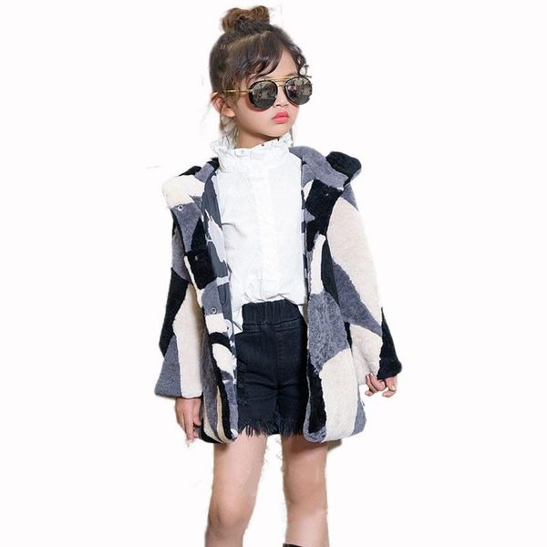 

baby children's fur coat boys and girls long hooded sheepskin shears one autumn and winter 2020 new children's fur jacket zpc-54, Blue;gray