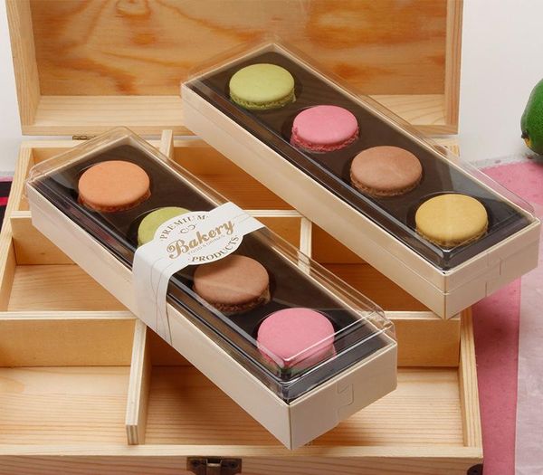 

beautiful macaron packing box wedding party dessert 4 pack cake storage biscuit wooden box cake decoration baking accessories vt1888