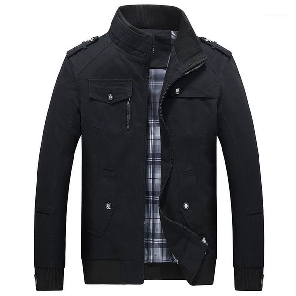 

luxury bomber jacket men slim outerwear coats black cotton mens autumn jackets with many pockets men's windbreaker 3xl 4xl1, Black;brown