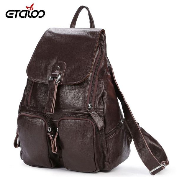 

backpack style women bag 2021 leather first layer of multi-pocket
