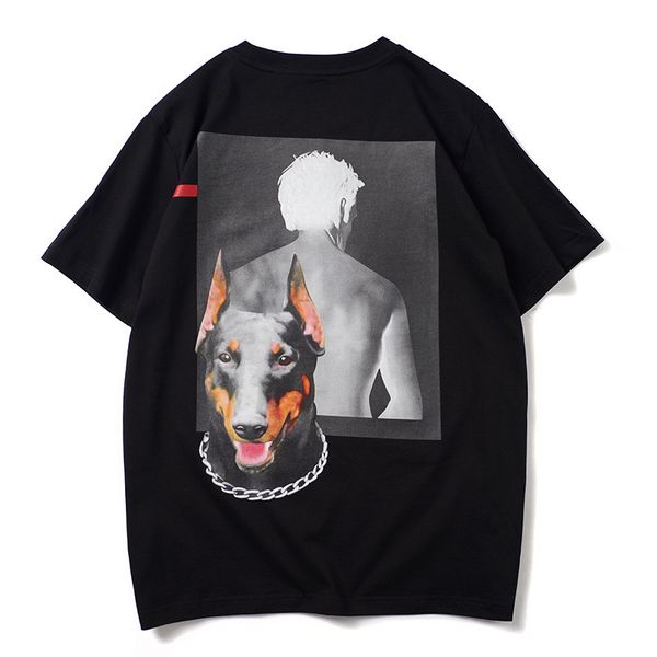 

2021 new high punk novelty men fashion t shirts doberman print t-shirt hip hop skateboard street cotton t-shirts tee dog #n73 qajk, Black