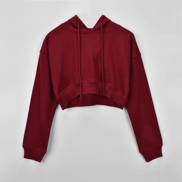 

women's hoodies & sweatshirts solid gray hooded crop sweatshirt long sleeve lace up women 2021 autumn fashion female clothes, Black