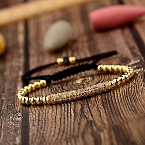 

men's fashion luxury beaded bracelet luxury long strip copper inlaid zircon copper bead beaded bracelet gold color 2020 jewelry, Black