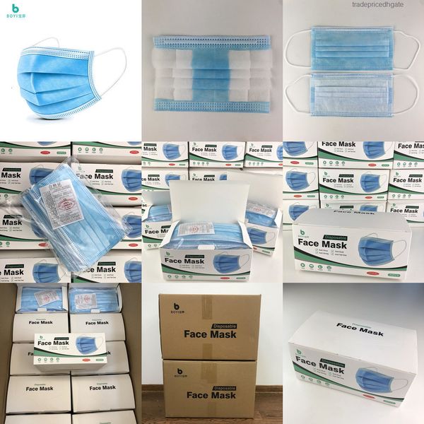 

dustproof masks, three blue prevent layers mist disposable daily respirator a box of 50 factory spot dhl ing