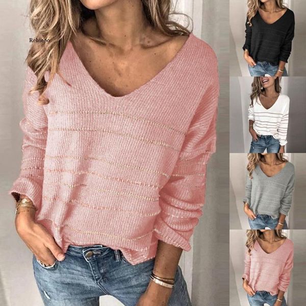 

women's sweaters casual striped women shirt blouse summer lady long sleeve spring v-neck pocket pullover streetwear, White;black