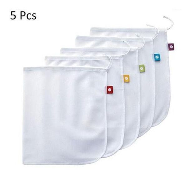 

5pcs set polyester semi-circular fruit vegetable bunching net bag customizable external pressure line reinforceable net bag1