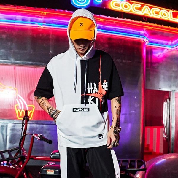 

men's wear popular brand loose short sleeve t-shirt1, White;black