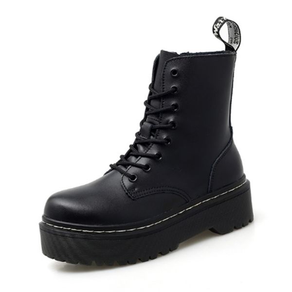 

women bootsboots women genuine leather martin boots platforms men punk motorcycle boots ankle boots, Black