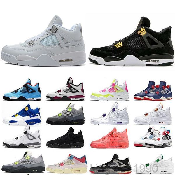 

jumpman 4 basketballs shoes 4s fire red union sail neon metallic purple mens trainers sneakers sports size 40-47 yujd, Black
