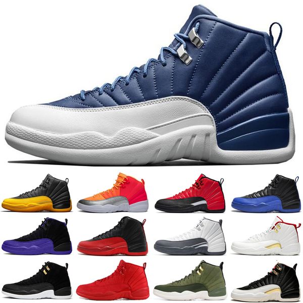

2020 jumpman 12 12s dark grey men basketball shoes taxi game royal flu game bulls black mens trainers sports sneakers size 7-13
