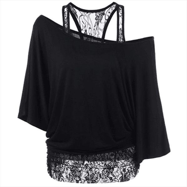 

plus size 5xl tees new arrival summer women loose slash neck short sleeve t shirt lace patchwork basic, White