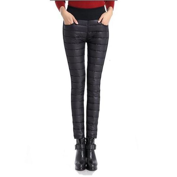 

2021 new winter high waist cotton down pants women ny outwear warm plus veet thicken pantalon femme trousers leggings ovae, Black;white