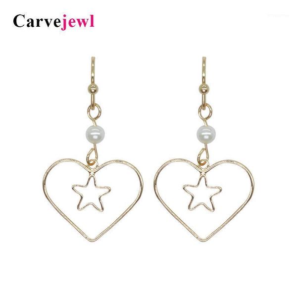 

carvejewl pearl earrings big heart small star pendant drop dangle earrings for women jewelry new korean 2020 wholesale1, Silver