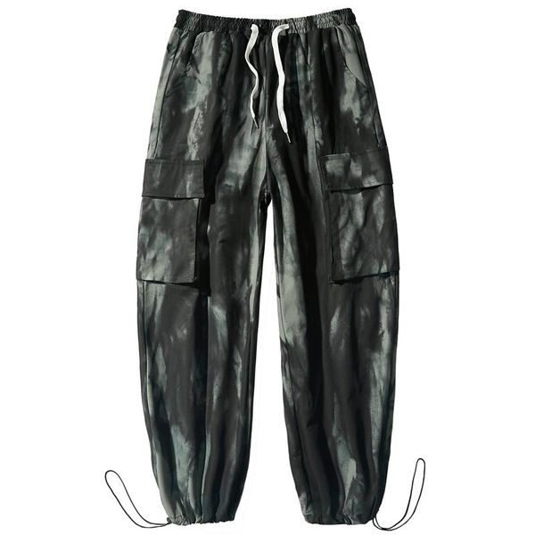

men's pants fashion casual 2021 style tactical men streetwear loose hip-hop straight trousers wide leg, Black