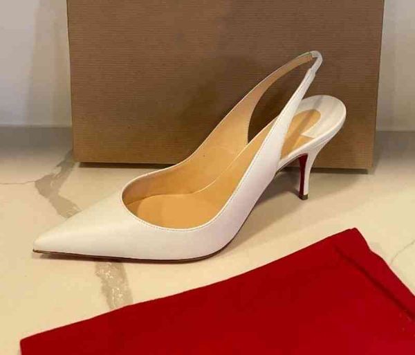 

summer luxurious ladies dress shoes red bottom sandals woman leather slingback pumps elegant design classic pointed tip womens party wedding, Black