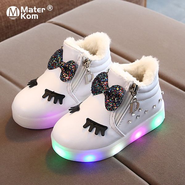 

size 21-30 luminous sneakers for baby led light up shoes children anti-slippery glowing shoes girls sneakers with luminous sole 1029, Black;red