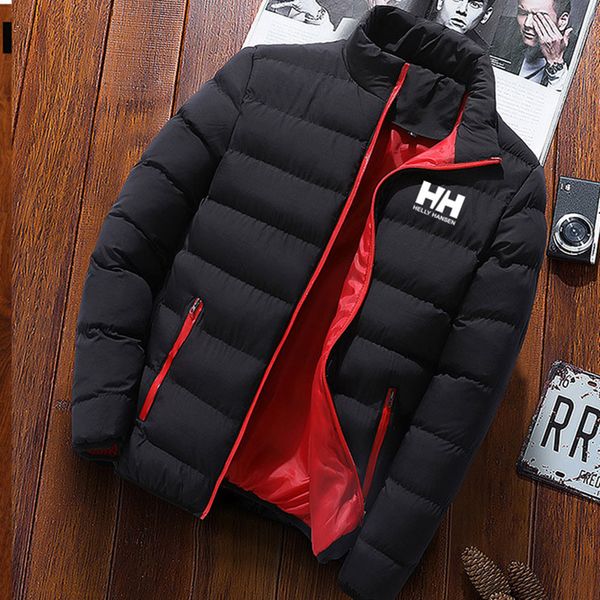 

new hh print men winter warm out wear coat men's slim fit long sleeve casual zipper warm cotton jacket ultra light parka coat x1025, Black;brown