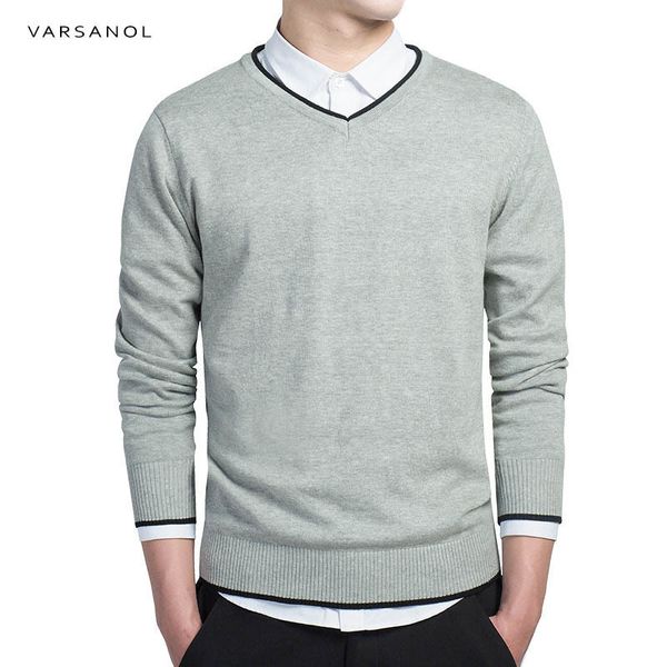 

varsanol brand cotton sweater pullover men v-neck casual long sleeve sweaters fit knitting solid clothing new autumn -3xl, White;black