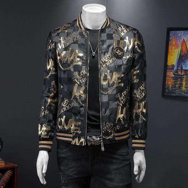 

2022 spring and autumn new jacquard embroidery trendy mens jacket casual fashion hiphop handsome baseball uniform jacket, Black;brown