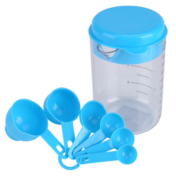 

for blue plastic cup measuring tools sets kitchen baking coffee graduated spoons 7 pcs/set pas4