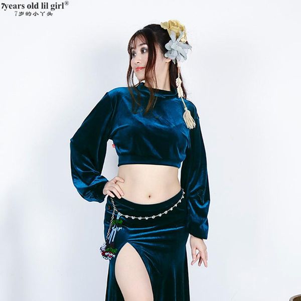 

stage wear belly dance style costumes bat sleeve blouse gypsygvv011, Black;red