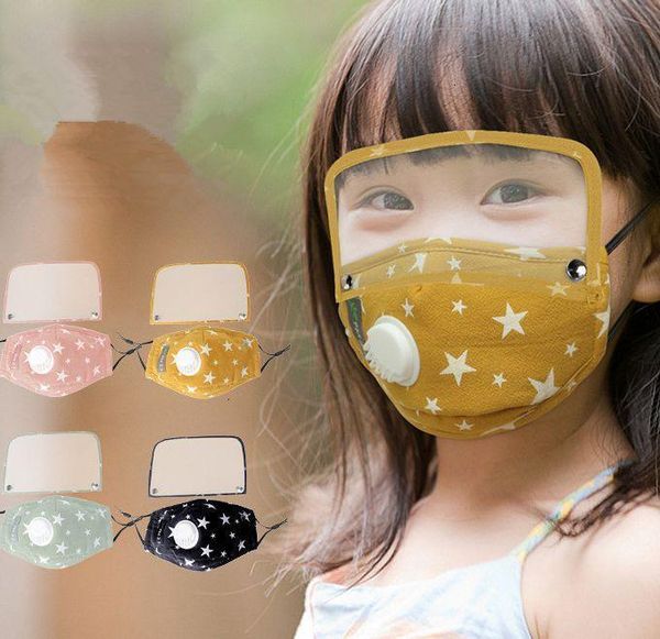 

designer kids with lovely face design cartoon transparent eye shield filters outdoor reusable washable cloth mouth mask