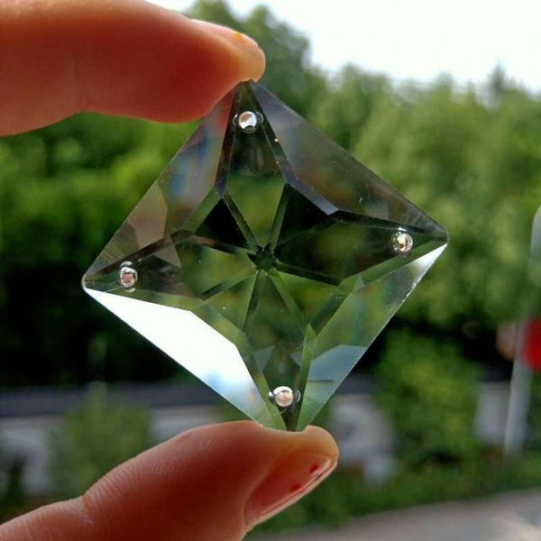 

4 holes square crystal prisms clear glass chandelier crystals beads pendants suncatcher home decoration hanging ornament 35mm h jllnzd