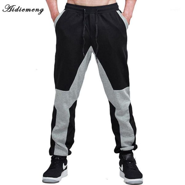 

aidiemeng casual sweatpants men men sportswear pants spliced elastic cotton male workout panelled fitness pants young man1, Black