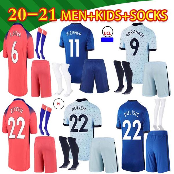 

#10 pulisic #29 havertz suit soccer jersey 2021 the blues soccer shirts #22 ziyech #6 t.silva home away third customized football uniforms, Black;yellow