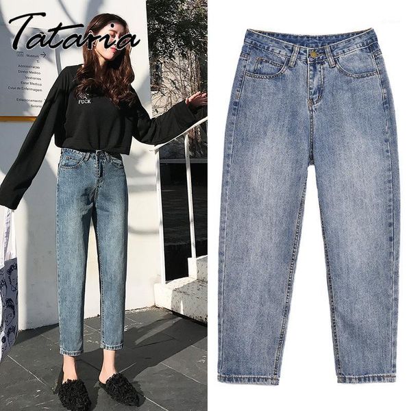 

loose autumn woman harem denim pants boyfriend mom jeans high waist vintage casual new wide leg pants trousers streetwear female1, Blue