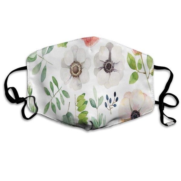 

fashion windproof mask facial decorations unisex,floral elements in aquarelle style artistic nature foliage botany design
