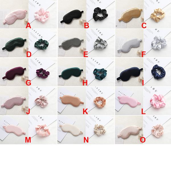 

3d sleep mask with srunchie eyeshade silk rest eyes patch travel sleeping eyemask blindfold eyeshades cover masks 15 colors