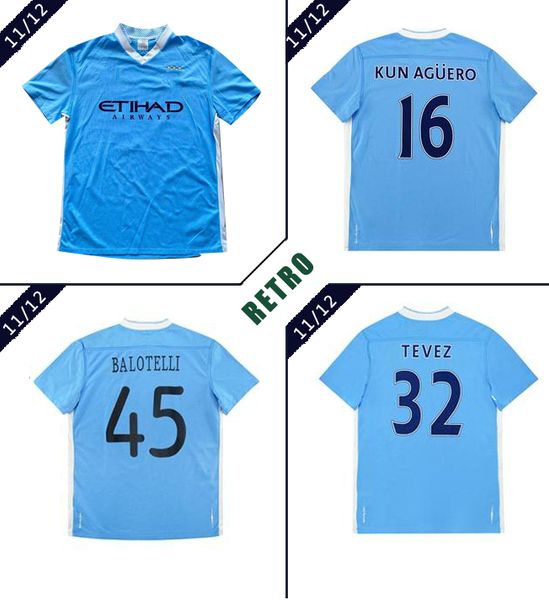 

city 2011 2012 tevez kun aguero silva retro soccer jersey 11 12 toure yaya zabaleta nasri dzeko balotelli vintage classic football shirt, Black;yellow