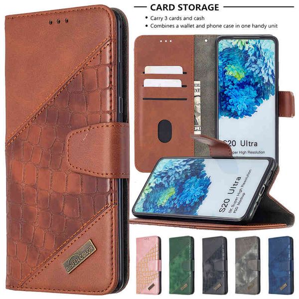 

wallet phone cases for samsung galaxy s21 s20 note20 ultra note10 s10 plus, crocodile pattern pu leather flip kickstand cover case with card
