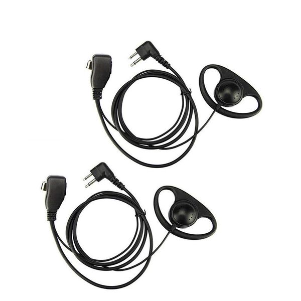 

headsets (2 pack) 2pin advanced d shape clip-ear pheadset earpiece mic for motorola 2 way radios gp88s gp300 gp68 gp2000 gp88 gp3188 c