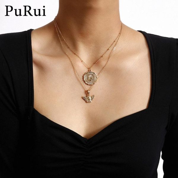 

ожерелье purui кубинской цепочка chocker ожерелье цвет золото воротник с длинным для женщин многослойных монет заявления ювелирных изделий, Silver