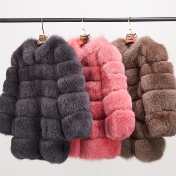 

sexemara 2020 new thick warm fuzzy good quality faux fur parka coat jacket plus size street style winter fashion1, Black