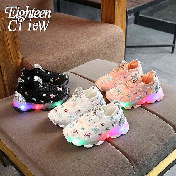 

size 21-30 glowing sneakers for girls tenis infantil kids led shoes luminous sneakers light shoes for kids boys led slippers g0114, Black