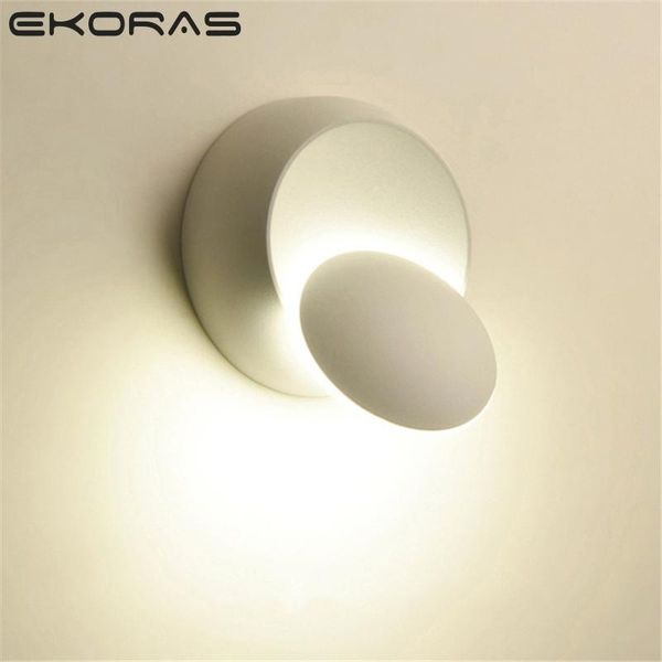 

wall lamp led 360 degree rotation adjustable bedside light white black creative modern aisle round